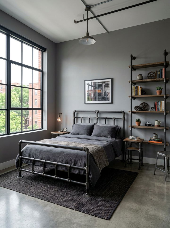 Pipe Frame Furniture Bedroom - 30 industrial grey bedroom ideas
