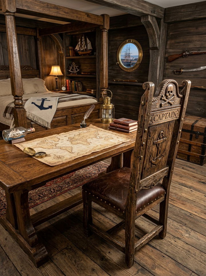 Pirate Captain Desk Chair - 30 pirate bedroom ideas