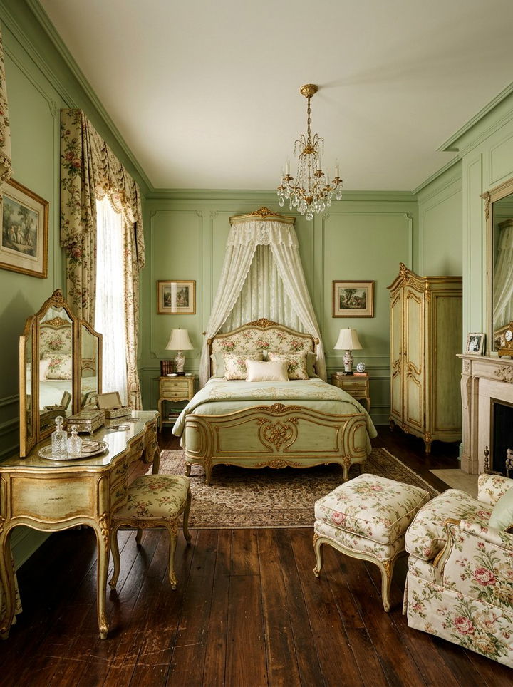 Pistachio Green And Gold French Provincial - 30 green and gold bedroom color combo