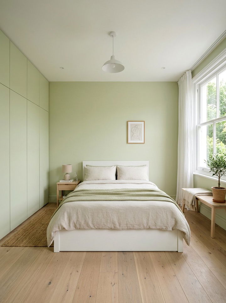 Pistachio Green Minimal Bedroom - 30 green bedroom decor ideas
