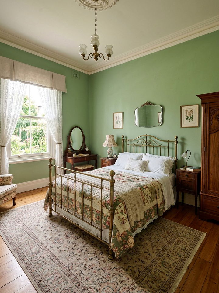 Pistachio Green Vintage Bedroom - 30 green bedroom ideas