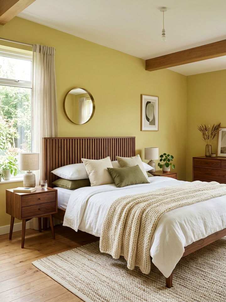 Pistachio and Wood Bedroom - 30 pastel green bedroom ideas