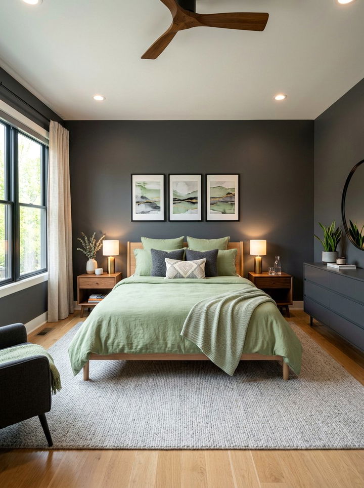 Pistachio and gray bedroom - 30 pistachio bedroom ideas