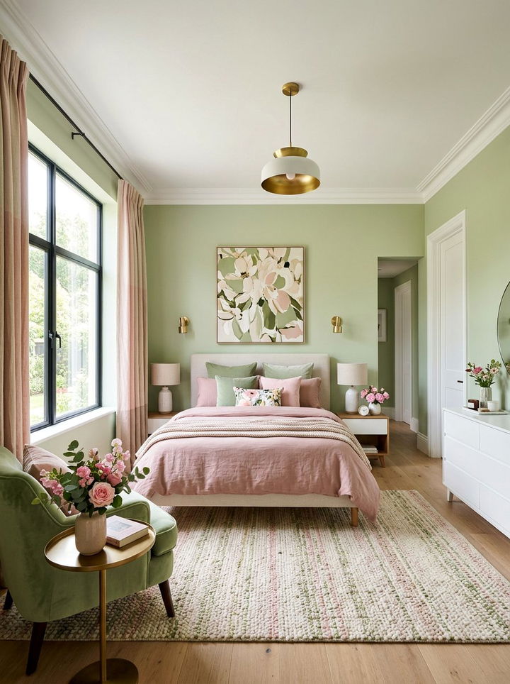 Pistachio and pink bedroom - 30 pistachio bedroom ideas