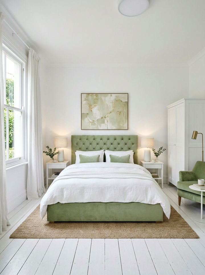 Pistachio and white bedroom - 30 pistachio bedroom ideas
