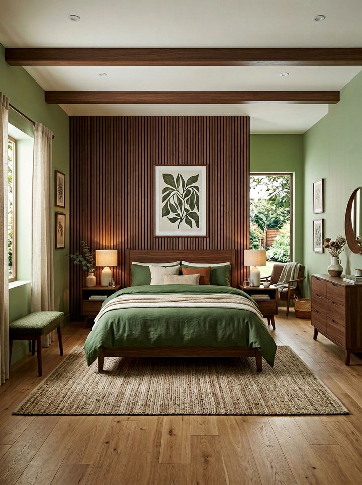 Pistachio and wood bedroom - 30 pistachio bedroom ideas