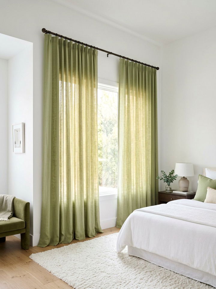 Pistachio green curtains - 30 pistachio bedroom ideas