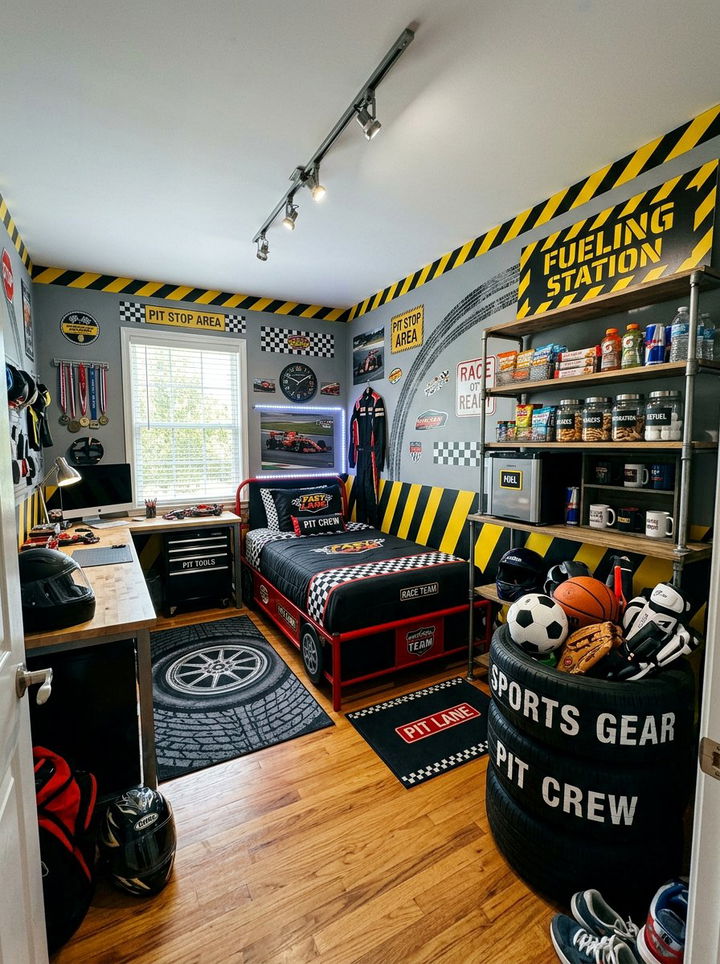 Pit Stop Theme - 30 race car bedroom ideas