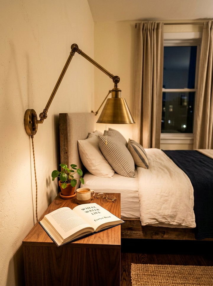 Pivot Arm Wall Lamp - 30 bedroom adjustable furniture ideas