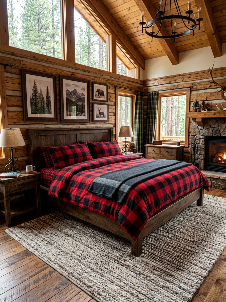 Plaid Bedding Sets - 30 cabin bedroom ideas