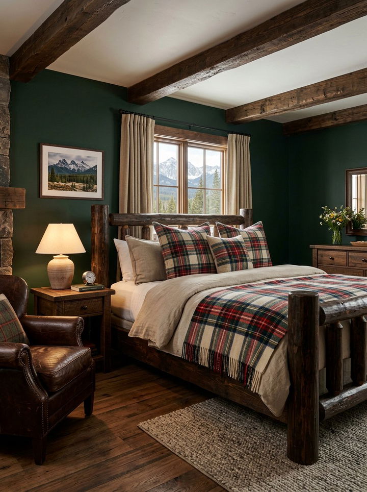 Plaid Pattern Accents - 30 country house bedroom ideas