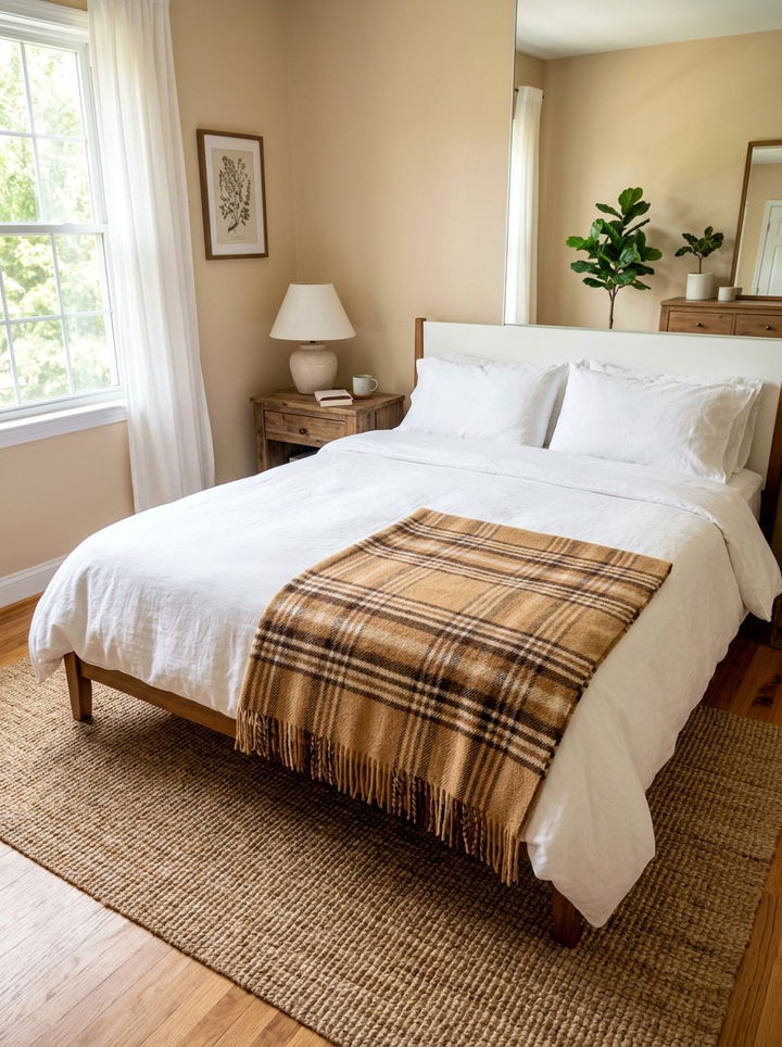 Plaid Wool Blanket - 30 light academia bedroom ideas