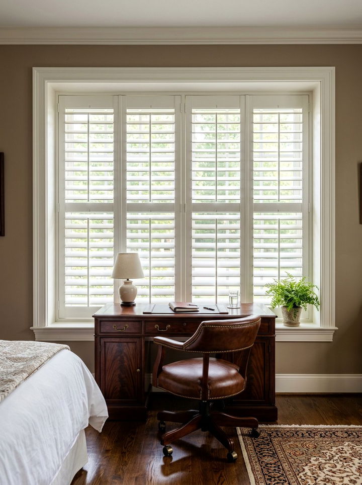 Plantation Shutter Window Treatment - 30 British colonial bedroom ideas