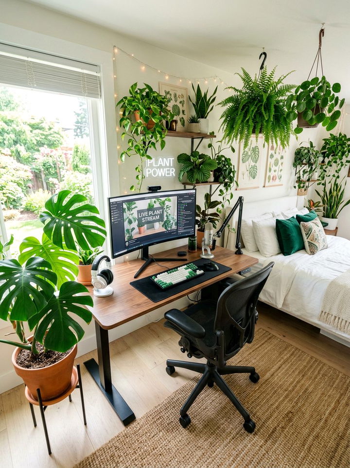 Plants And Greenery Streaming - 30 streaming setup bedroom ideas