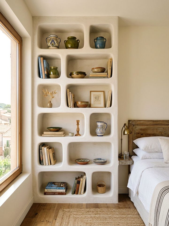 Plaster Alcove Shelving - 30 Spanish bedroom ideas