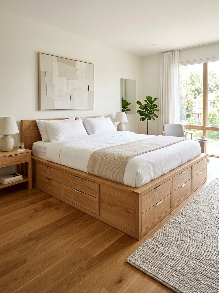 Platform Bed With Drawers - 30 bedroom hidden storage ideas