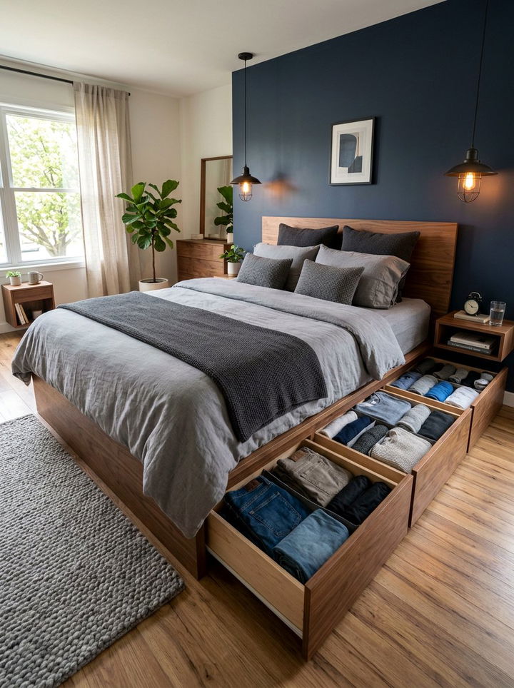 Platform Bed With Drawers - 30 bedroom organization ideas
