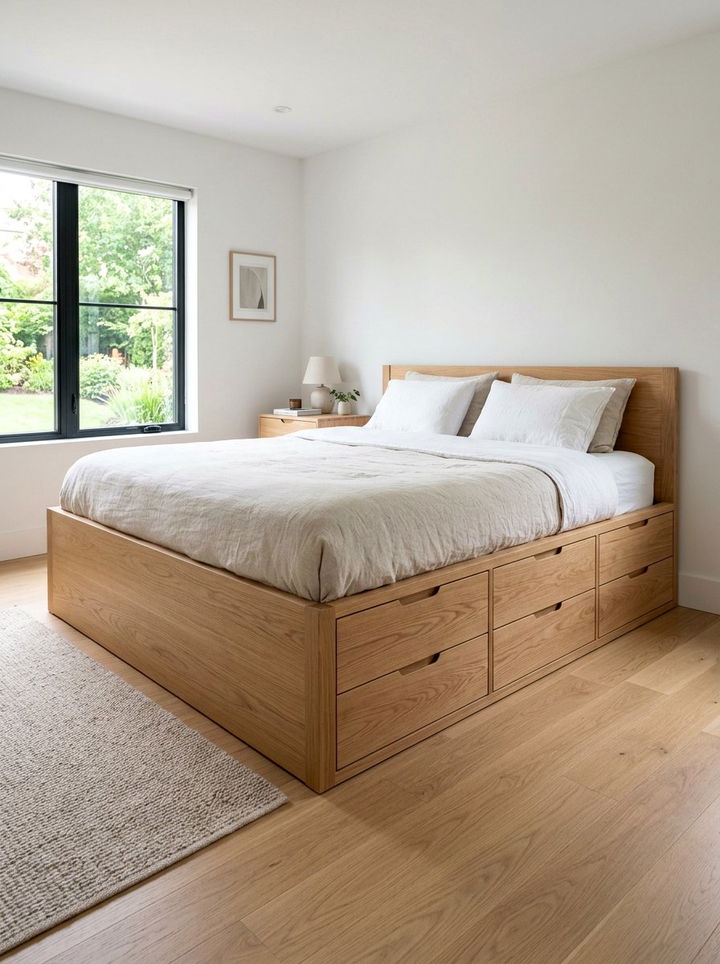 Platform Bed With Drawers - 30 bedroom space saving ideas