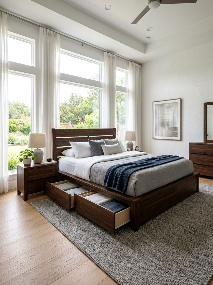 Platform Bed With Drawers - 30 bedroom concealed storage ideas