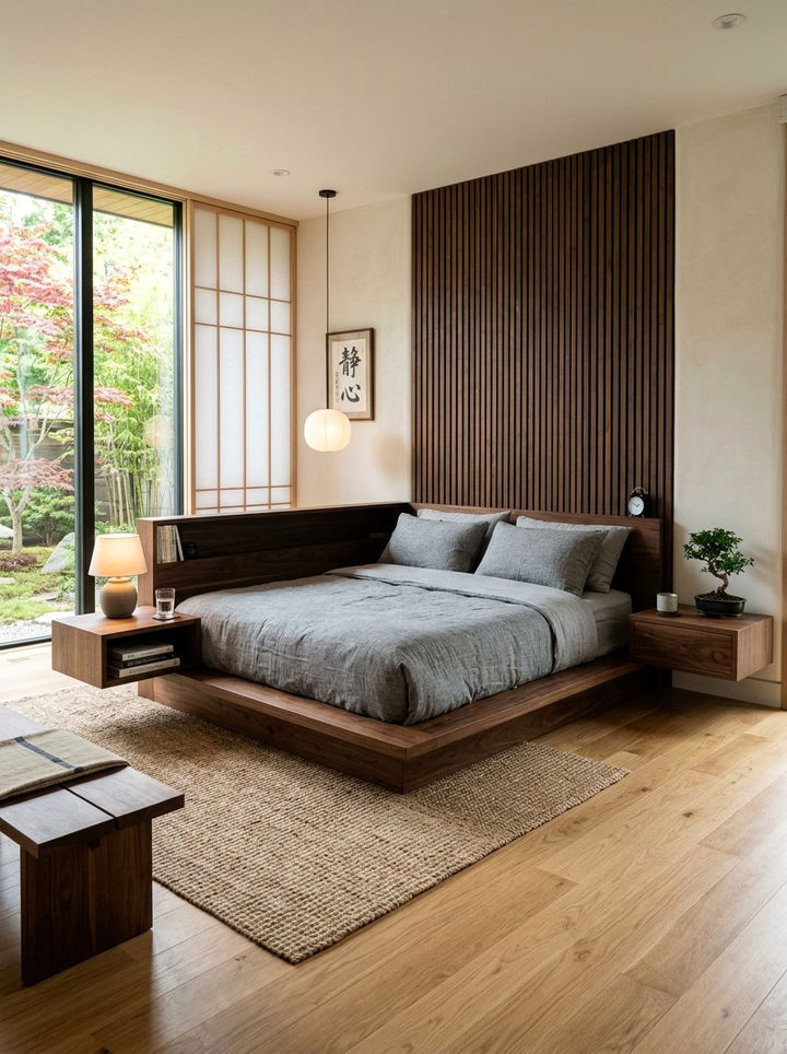 Platform Bed With Integrated Side Tables - 30 bedroom furniture arrangement