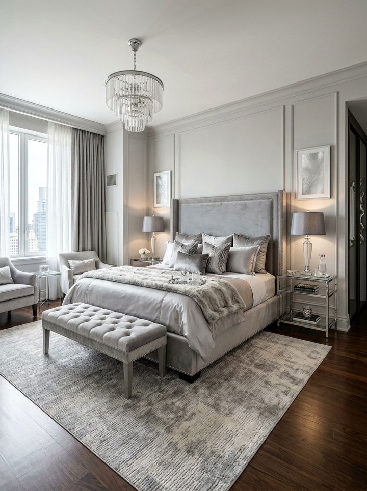 Platinum gray glamorous bedroom - 30 all gray bedroom ideas