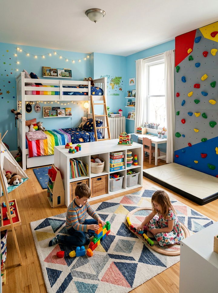 Playful Shared Playroom Bedroom - 30 twin siblings bedroom ideas