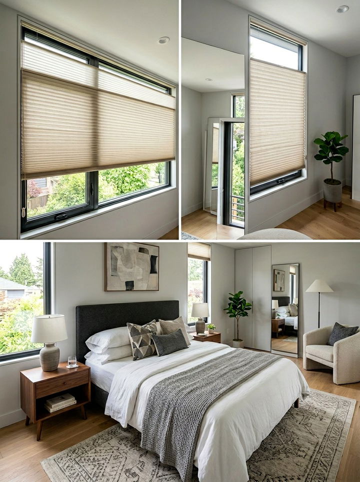 Pleated Blinds - 30 bedroom window treatment ideas
