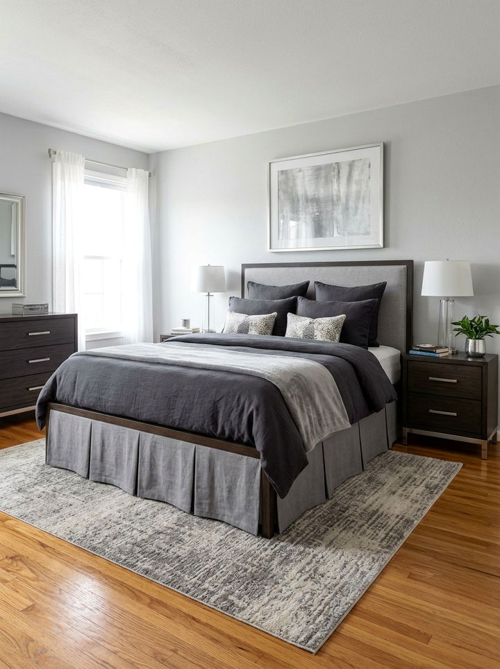 Pleated Grey Bed Skirt - 30 bedroom bed skirts