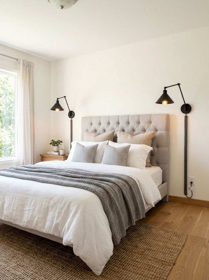 Plug In Wall Sconces - 30 rental apartment bedroom ideas