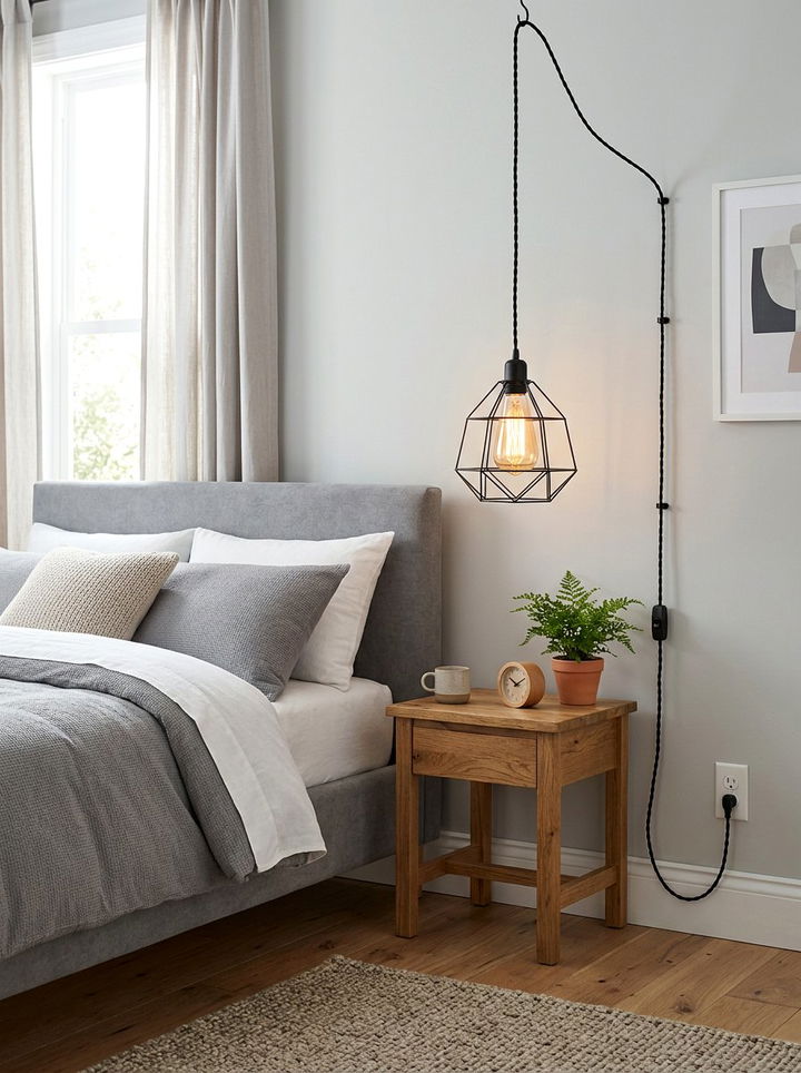 Plug in pendant light - 30 no drill bedroom ideas