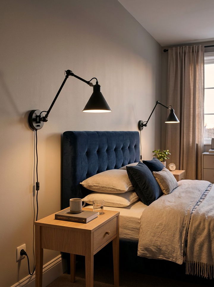 Plug in wall sconce - 30 renter bedroom ideas