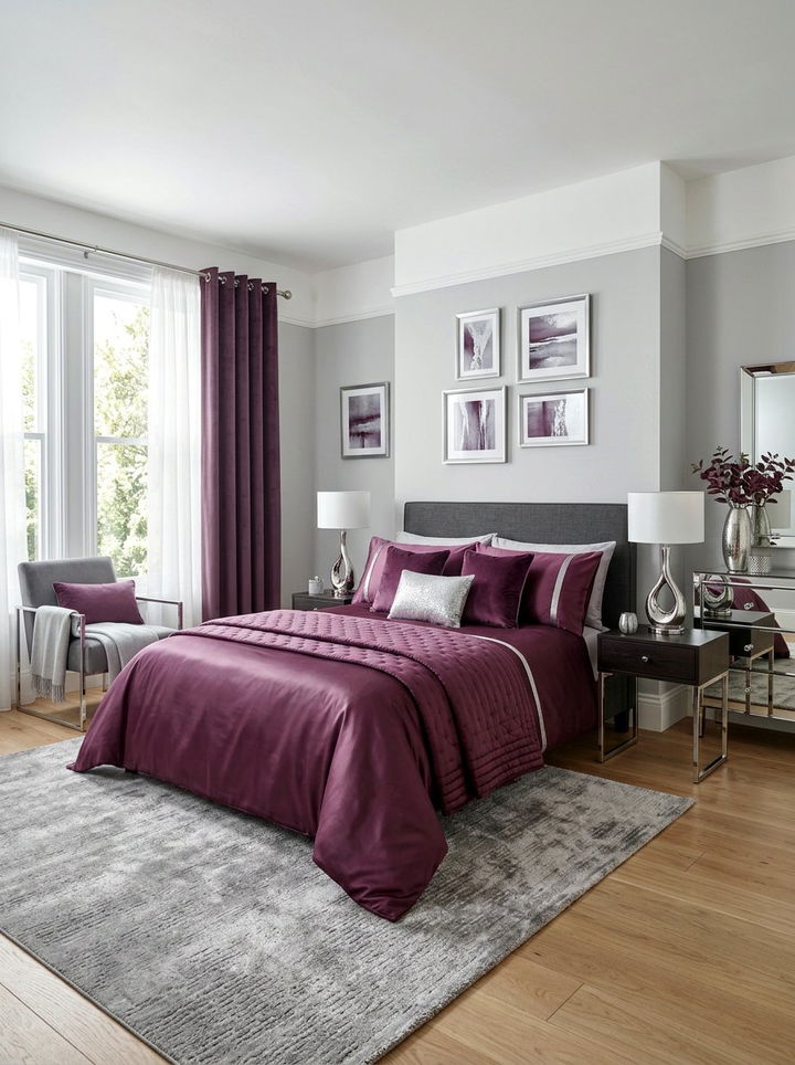 Plum And Silver Accents - 30 plum bedroom ideas