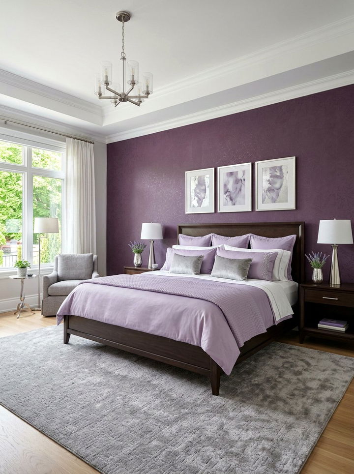 Plum Purple Accent Wall - 30 colorful bedroom accent wall ideas