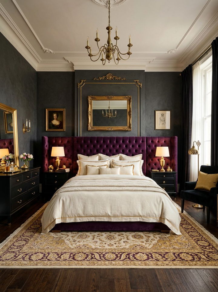 Plum Purple High Back Velvet Headboard - 30 bedroom velvet headboards