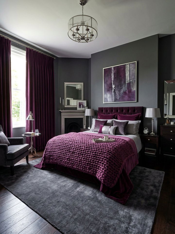 Plum Purple Knit Blanket - 30 bedroom chunky knit throws