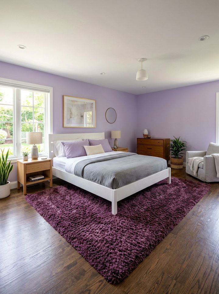 Plum Textured Rug - 30 plum bedroom ideas