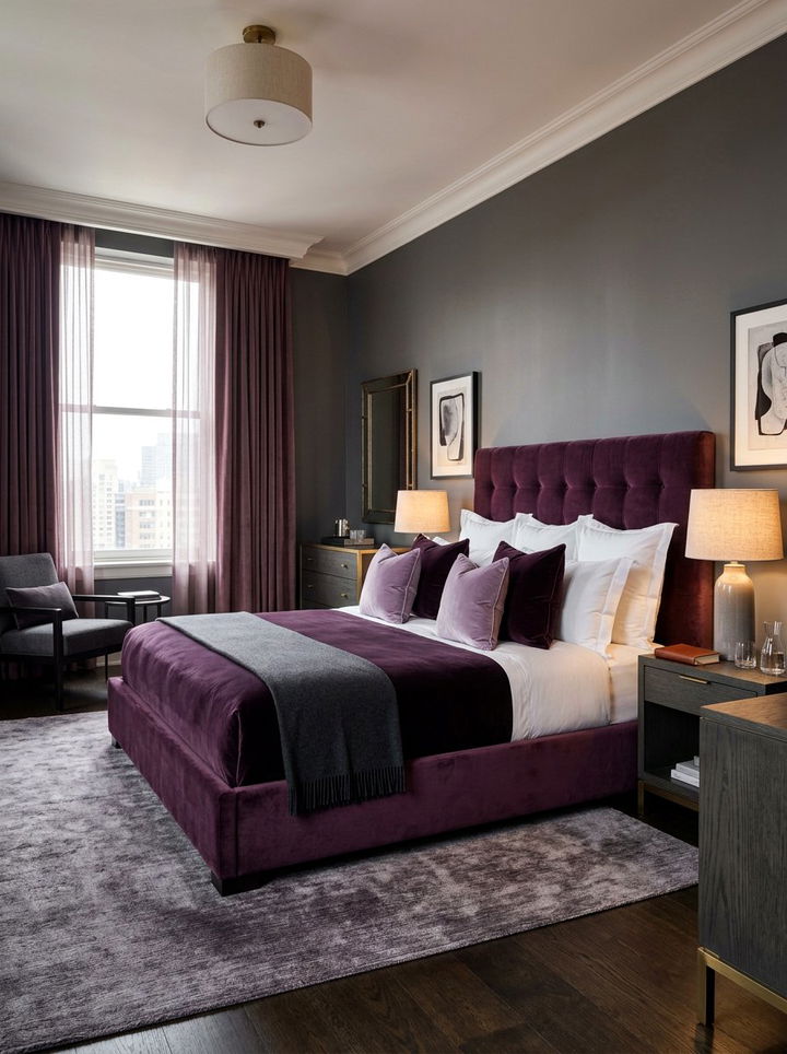 Plum Velvet Suite - 30 velvet bedroom ideas