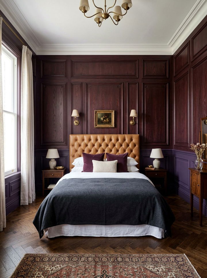 Plum Wood Paneling - 30 plum bedroom ideas
