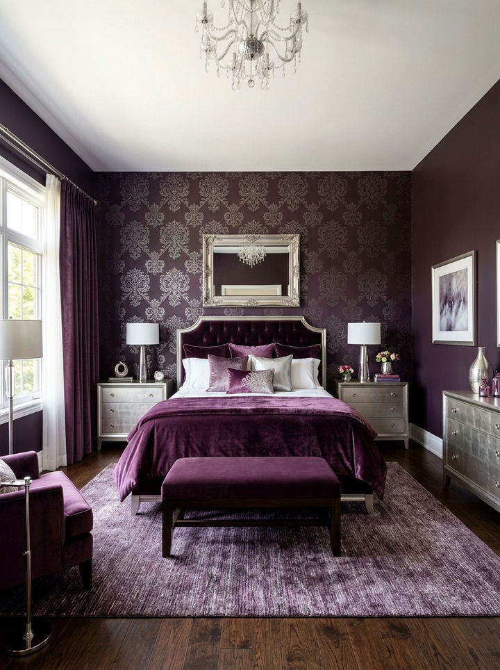 Plum and silver bedroom - 30 two tone bedroom ideas
