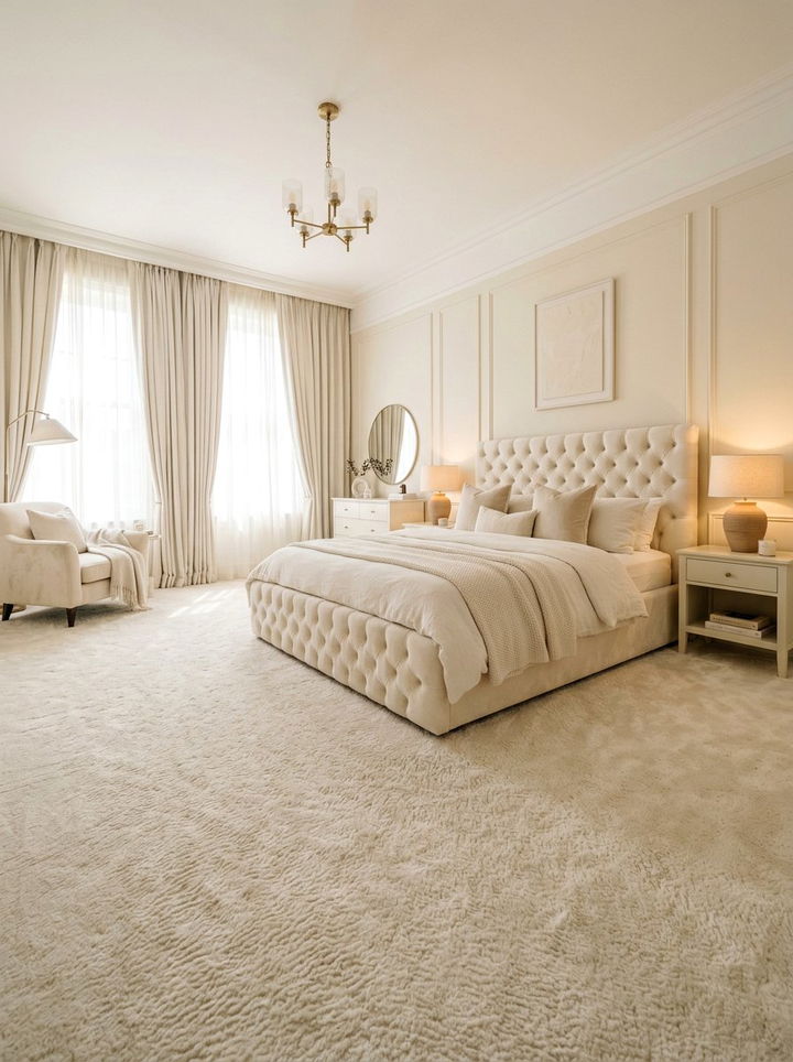 Plush Cream Carpet Bedroom - 30 bedroom floor ideas