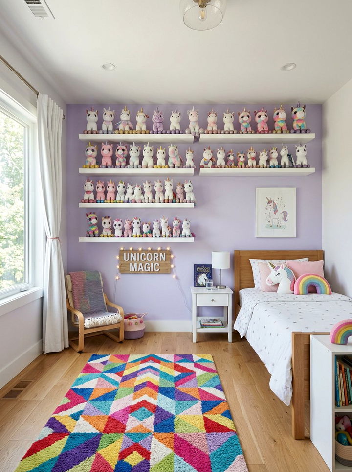 Plush Toy Display Wall - 30 unicorn bedroom ideas