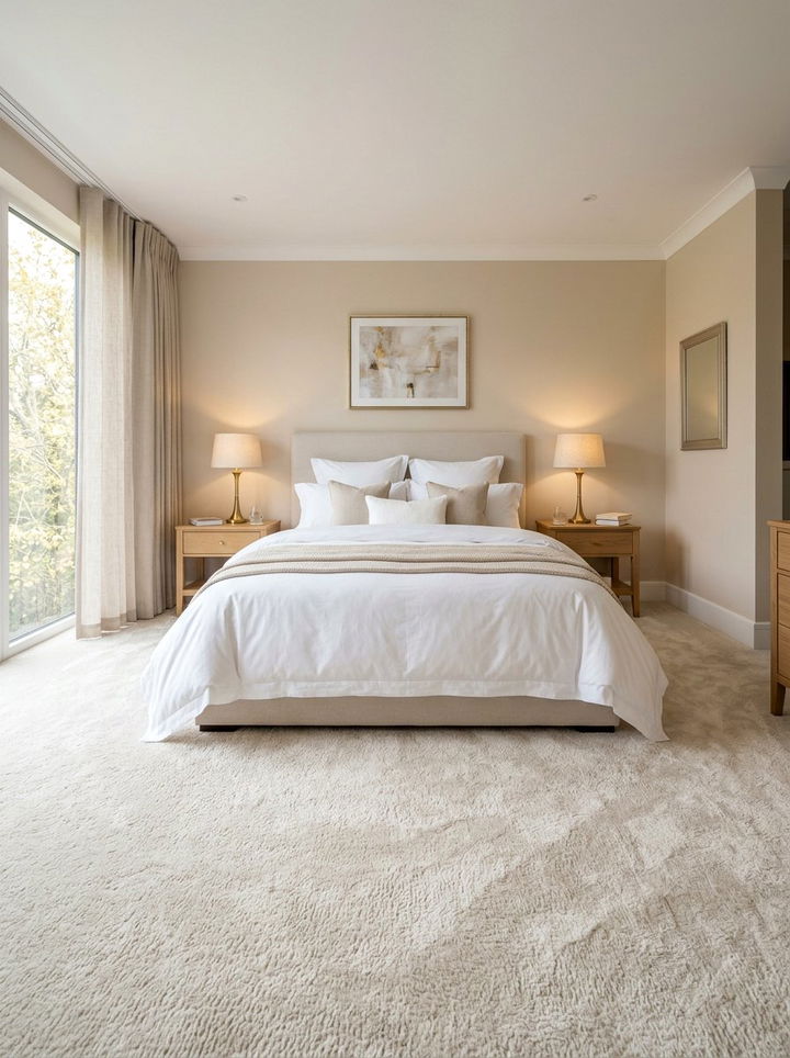 Plush cream bedroom carpet - 30 bedroom carpet ideas