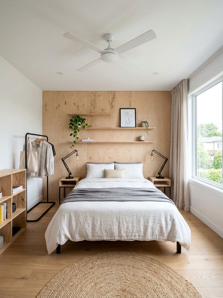 Plywood Accent Wall - 30 bedroom wood wall ideas