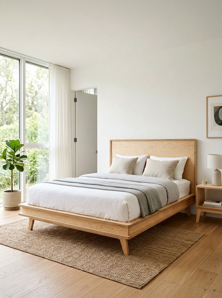Plywood Bed Frame - 30 mid-century modern bedroom ideas