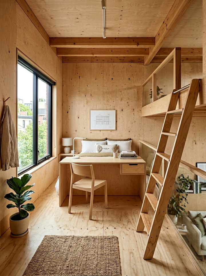 Plywood Finished Loft - 30 loft bedroom ideas