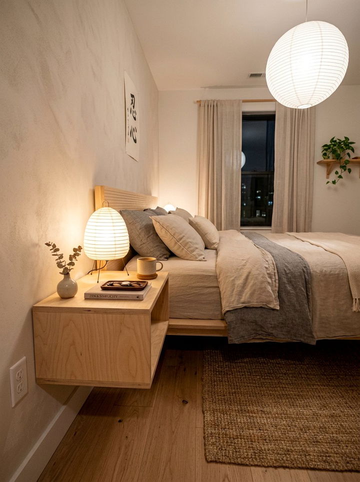 Plywood Floating Box Nightstand - 30 bedroom wall mounted nightstands