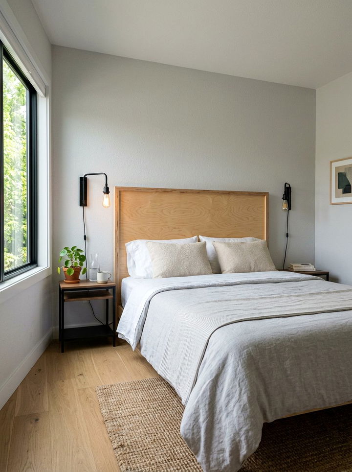 Plywood Minimalist Headboard - 30 bedroom wooden headboards