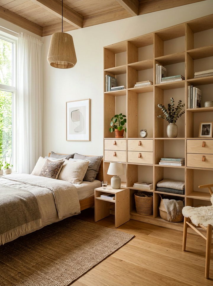 Plywood Modular Shelves - 30 bedroom shelving ideas