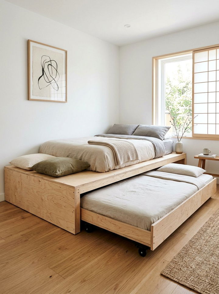 Plywood Platform Pull Out Bed - 30 bedroom hidden bed ideas