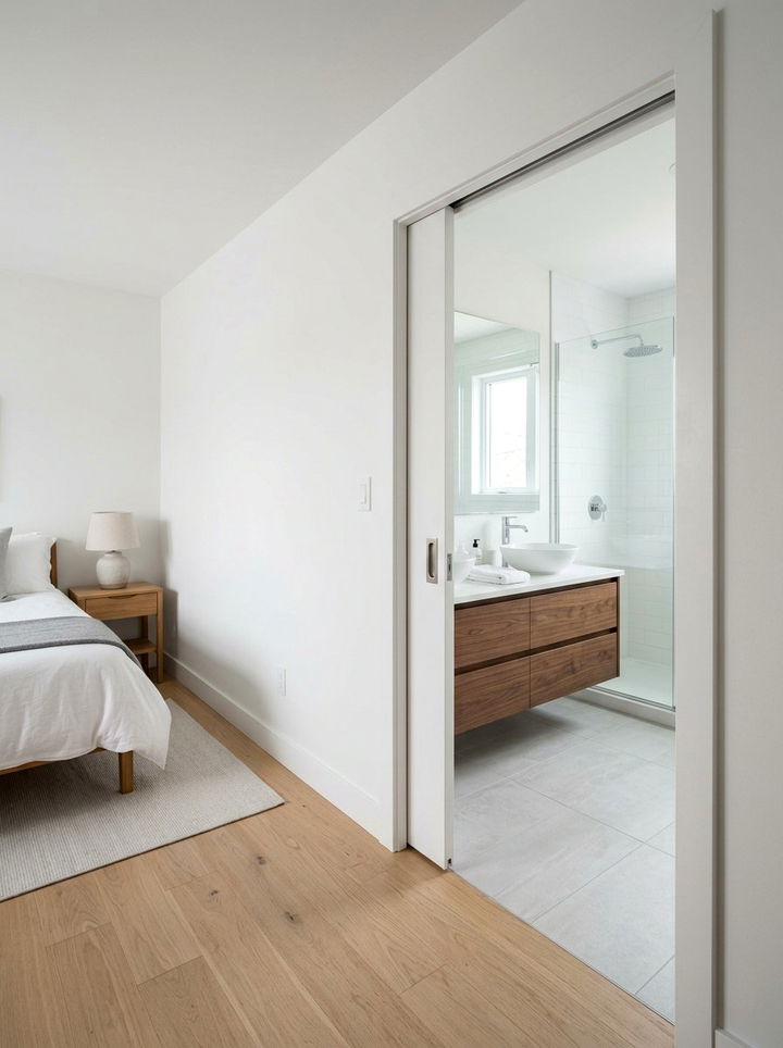 Pocket Door - 30 bedroom entryway ideas